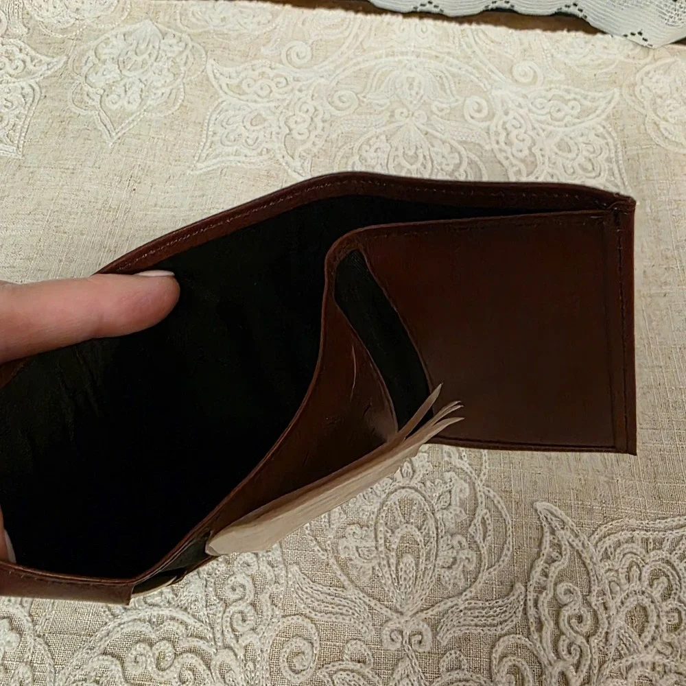 1990s Austin Manor Classic Men's Trifold Brown Leather Wallet, NIB